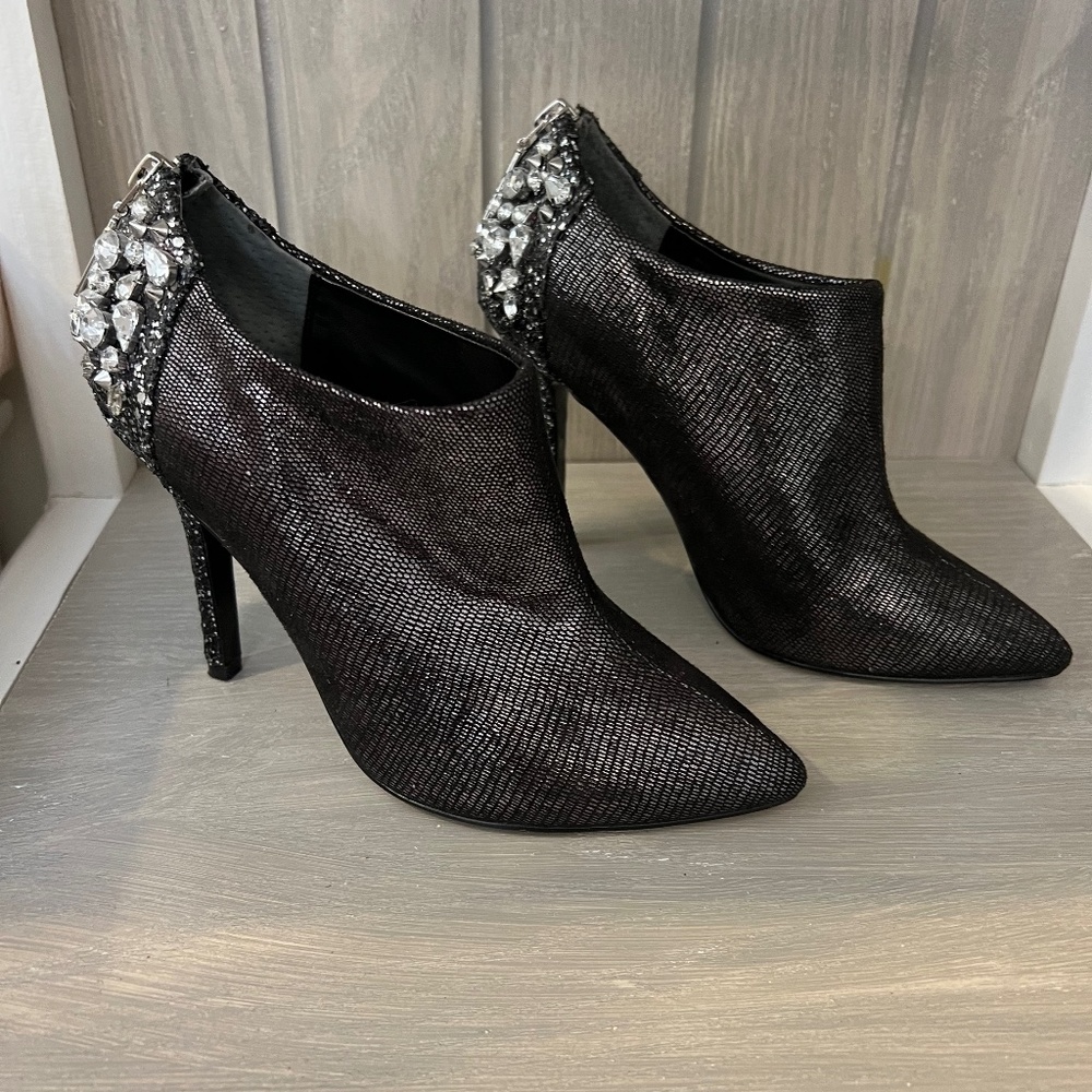 Black dressy ankle boot with bling detail by Nina